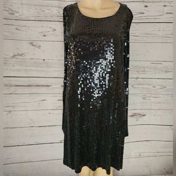 Velvet by Graham & Spencer Long Sleeve Sequin Dress Large - Picture 1 of 6